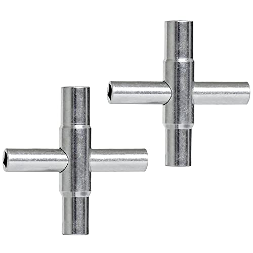 4 Way Sillcock Key Wrench Set, 1/4", 9/32", 5/16", 11/32" Water Utility Key for Faucet, Spigots and Most Valves, 2 Pack
