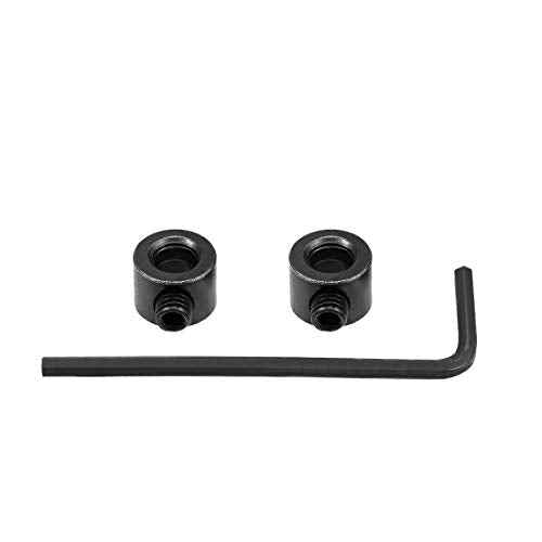 uxcell 5mm Bore Drill Stop, Drill Bit Depth Holder, Set Screw Style, Black Oxide Carbon Steel, Pack of 2
