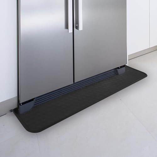 GMATCHUP 37.5" x 8.5" Refrigerator Mat, Drip Tray & Leak Protector, Black