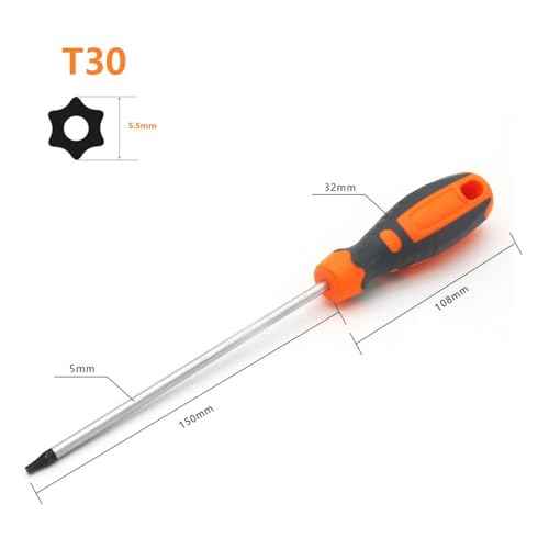 4-Piece T15 T20 T25 T30 Torx Screwdriver Set, 150 mm Magnetic Torx Driver Star Bit Screwdriver for Computer Repair, Automotive Tools and Home Appliances