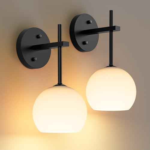 MOITA Wall Sconces Set of Two, Wireless Battery Operated Wall Decor with Remote, Sconces Wall Lighting with Glass Shade, Upward and Downward Installation, 12 RGB Colors and 3 CCT Options