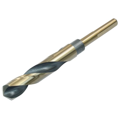 Bivethoi Reduced Shank Twist Drill Bits 16mm Black Nitride & Gold Titanium Coated High Speed Steel 4341 with 10mm Shank for Drilling Steel Plate