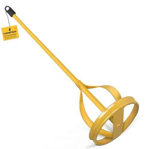Paint and Mud Mixer, Paint Stirrer for Drill in 1 to 5 Gallon Bucket, Suitable for all Standard Drill Bits, Hex Head Anti-slip, Easy Clean, Painting and Plastering Mixer Stirrer Tool (Yellow)