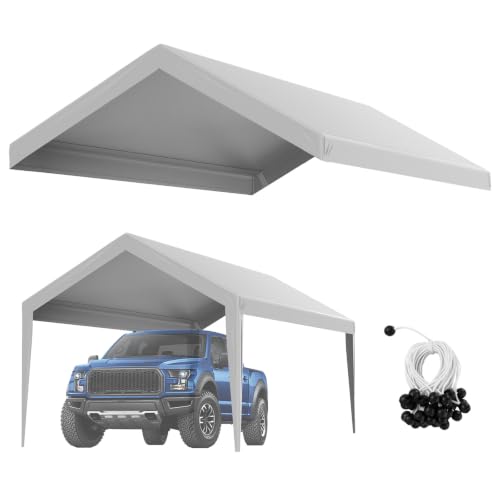 Gray VEVOR 10x20 ft Carport Replacement Canopy Cover Waterproof UV Shelter