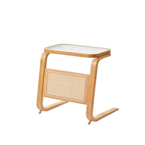 Modern 27 Inch Robot Vacuum Storage Side Table with Rattan Front - Multi-Functional Cabinet, Easy Assembly