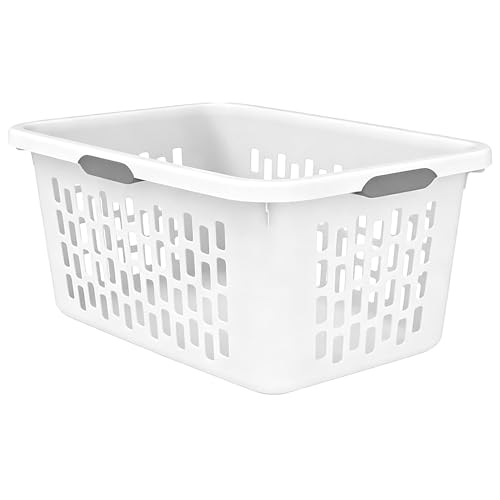 70L Large Plastic Laundry Basket with Grip Handles, Ventilated Rectangular Hamper