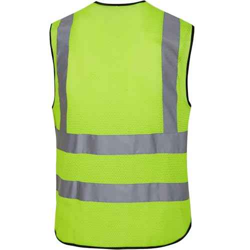 Reflective Safety Vest for Men Women 6 Pockets High Visibility Construction Work Vest, Class 2, Meets ANSI Standards