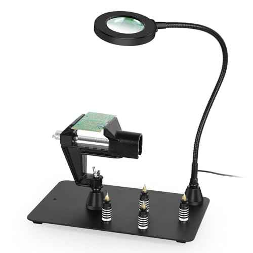 Helping Hands Magnetic Soldering Vise Circuit Board Holder, 2.1-inch Jaw Opening Workbench Vise, Multi-Purpose Vice, 360¡Æ Swivel Base Home Vise for Soldering,Home Workshop, Welding DIY
