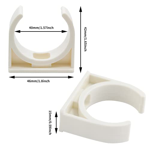 12 Pcs PVC Water Pipe Clamps, 1-1/2 Inch (40mm) ID Pipe Clamps Clips U-Shaped Buckles for Water Pipes and Tubing Hoses Support (White)