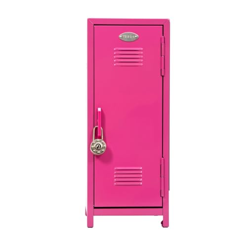 Girls Talk Mini Locker with Magnets & Lock - Pink Metal Storage Cabinet for Kids