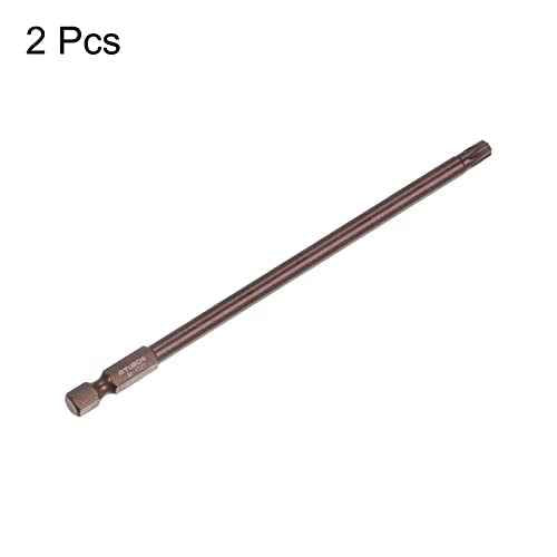 HARFINGTON 2pcs T27 Torx Bit 1/4" Hex Shank 6" Length Magnetic Security Star Screwdriver Power Tool, Red