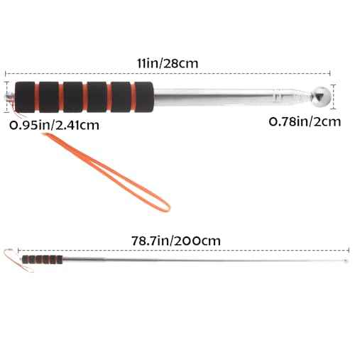 78.7 Inch Hollowing Drum Hammer Sound Detection Folding Stick, Upgraded Lengthen Telescopic Rod for House Decoration Inspection, Solid Ball Reinforcement Design Comes with Lanyard(200cm)