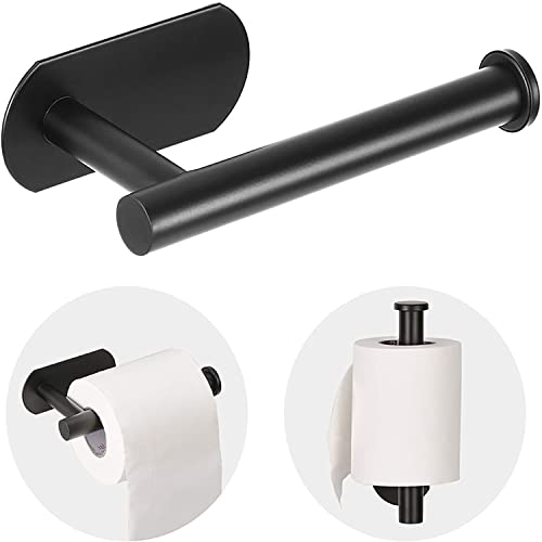 JOPOFI Matte Black Adhesive Toilet Paper Holder 1pcs - Rustproof Stainless Steel Bathroom Accessory