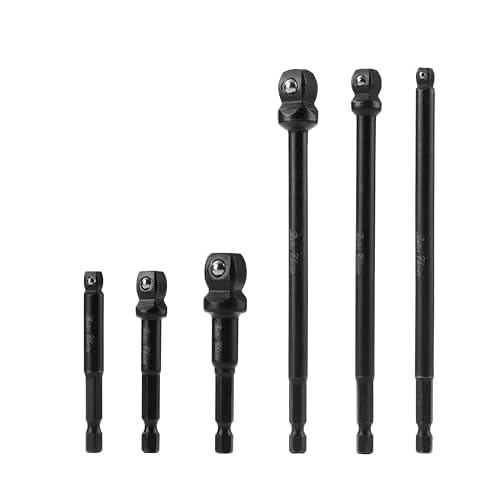 Bates- Impact Wobble Adapter Set, 6 pcs, 6", 2-3/4" & 2-1/2"-Long, 1/4" Drive Hex Shank, 1/4" 3/8" & 1/2", Wobble Extension Set