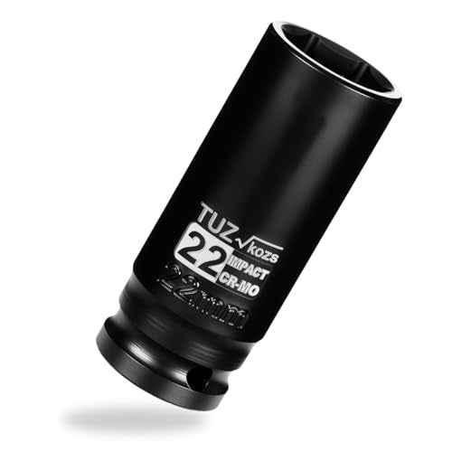 1/2 Inch Drive 22mm Deep Metric Impact Socket,CR-MO,6 Point Radius Corner Design,Square Chamfered Opening,Axle Nut Impact Grade Socket for Easy Removal