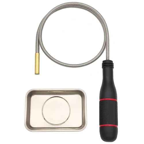 Flexible Magnetic Pickup Tool Set, 25" Bendable Extension Magnet 2lb, with Magnet Parts Tray£¬Pickup Screws, Nuts, Nails, Bolts from Hard-To-Reach Places