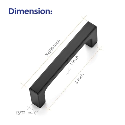 Ravinte Matte Black Kitchen Cabinet Handles 3 Inch Pulls - 10 Pack, Center 3" Hole