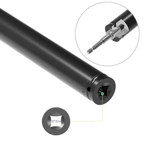 1/2 Inch Drive Socket Accessory Set, 19mm(3/4 Inch) Deep 6-Point Impact Socket 6 Inch Length and 1/4 Inch Hex Shank Adapter, Heat-Treated CR-V Deep Impact Socket Kit
