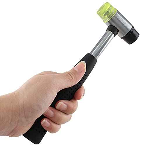Rubber Mallet Hammer 25mm Double-Face Nylon Rubber Hammer, Soft & Hard Head Mallet with Replacement Heads for Jewelers, Woodworking, Floor Installation