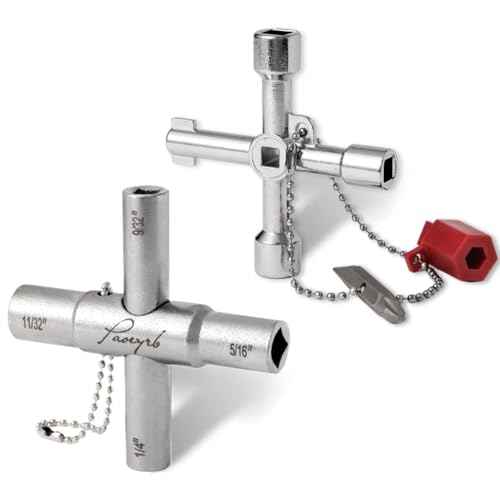 2 Pcs Water Key, Premium Silcock Key 4 Way, Multi-functional Water Key Shut Off Tool, Compact Water Meter Key for Hose Bib, Valve, Faucet and Spigot