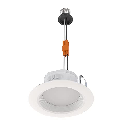 Juno 4-Inch RetroBasics LED Recessed Downlight Kit, Switchable White Baffle Trim, Non-Adjustable