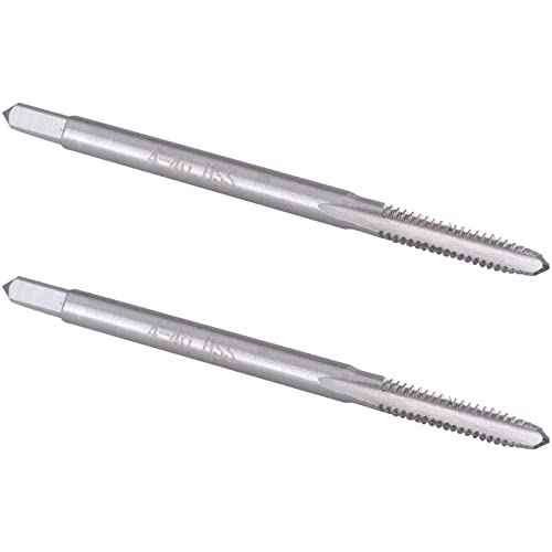 Burkit 2pcs No 4-40 UNC Thread Tap Right Hand, HSS 4 x 40 UNC Straight Fluted Machine Tap