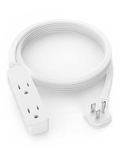 LitStar White 6 Ft Flat Plug Extension Cord with 3 Outlets - Indoor Power Strip