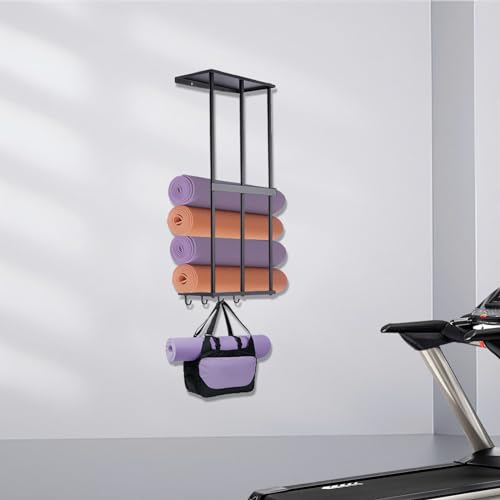 Camping Chair Rack for Garage Storage, Metal Camping Chair Storage Wall Mount Beach Chair Umbrella Storage Holder with 4 Hooks for Garage Organizer