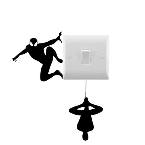 4 Man in a Spider Superhero Costume Small Light Switch Sticker/Cars/Laptop/Water Bottles/Wall Decal (Black)