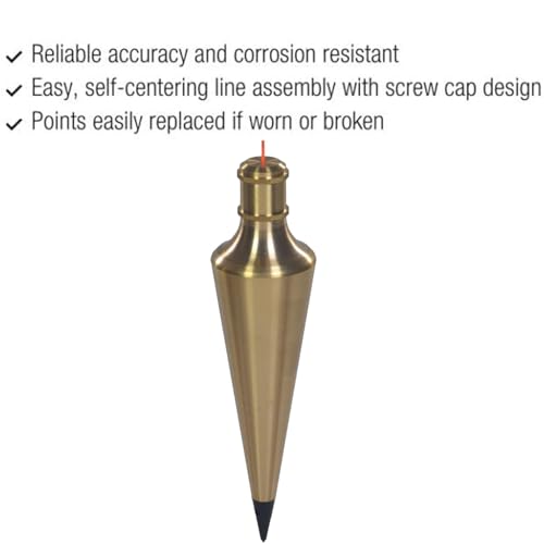 Solid Brass Plumb Bob, Construction, Stainless Steel Point,