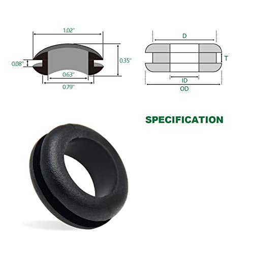 3/4 Inch Rubber Grommets 5/8" ID - 20PCS Wire & Cable Protectors - LAR-ME