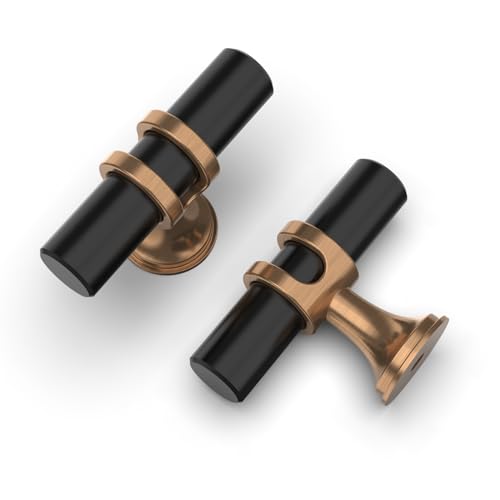 Asidrama 10 Pack Champagne Bronze & Matte Black Cabinet Knobs - Kitchen & Dresser Hardware