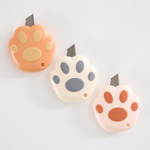 Mini Retractable Box Cutter Opener Bones and Cat PAWS kawaii for women box cutter mini cute box cutter cat paw Courier knives for Office, Home, Arts Crafts, Cartons, Cardboard, Paper