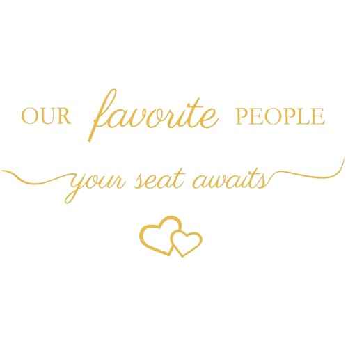 3 Pcs Wedding Seating Chart Decal Stickers DIY Our Favorite People Your Seat Awaits Vinyl Decal Wedding Sign Decor Seating Chart Board Mirror Stickers(Gold)