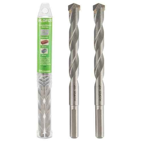1/2" x 6" Masonry Drill Bits 1/2 inch Concrete Hammer Drill Bits Carbide Tipped, for Cement, Brick, Stone, 2 Pack