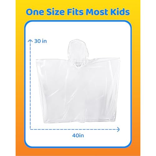 Hitituto Rain Ponchos Family Pack Kids? 6/12/24 Pack Disposable Poncho with Hood, Clear & Assorted Colors, Home Survival Kits