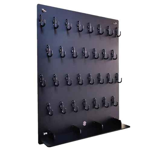 PROSPACE P0004 Acrylic Key Hooks Upgrade Thick Buckle 14 3/4?W x 18 3/4?L Wall-Mounted Key Hanging Board with 30 Hooks for Garage, Car Dealer, Office, Hotel, Real Estate (Matte Black with Pallet)