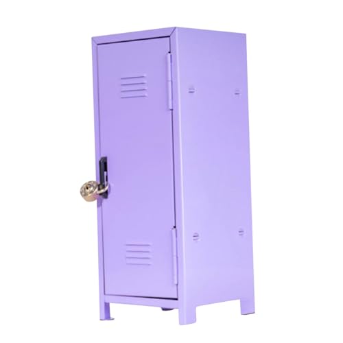 JISADER Mini Lockbox Storage Cabinet for Jewelry Keys Makeup Desk Organizer Violet