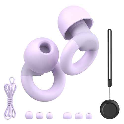 Earplugs for Sleeping,Noise Reduction Soft Silicone Ear plugs with 7 Pairs Ear tips&One Connection Cord,Hearing Protection Reusable Earplugs for Sleeping,Concert,Work&Sound Reduction 25dB-30db