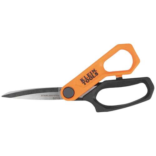 Klein Tools B2109 Heavy Duty Scissors, Multipurpose Utility Shears for Cutting Fabric, Cardboard, Plastic, Metal and More, Stainless Steel, 9-Inch