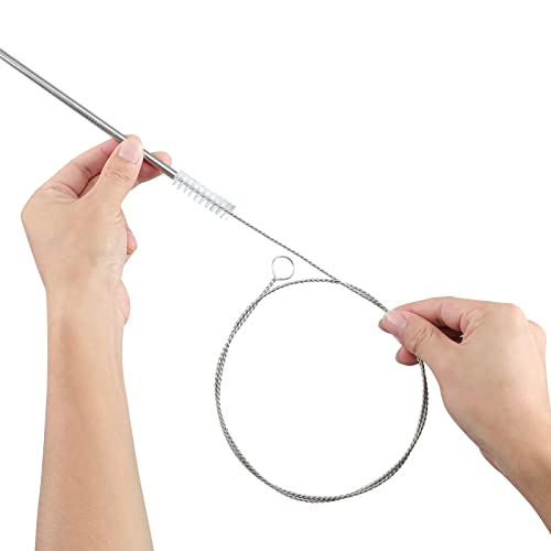 FOLUNUE 40-Inch Stainless Steel Pipe & straw Cleaner Set (1 white), 4‑Piece Long Brush Kit for Kegerator & Hose Cleaning