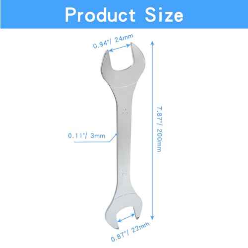 Hordion 22mm x 24mm Open End Wrench, Super Thin Metric Chrome Plated Steel Wrench for General Repairs Household Maintenance