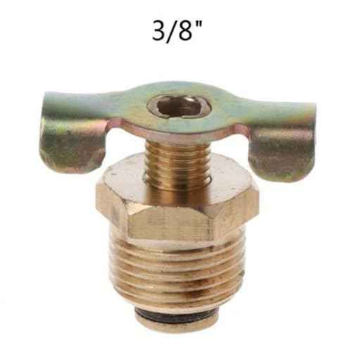 Baosity NPT 3/8" Solid Brass Drain Valve Compressor Port Fittings Petcock Water Drain Valve Replacement Part