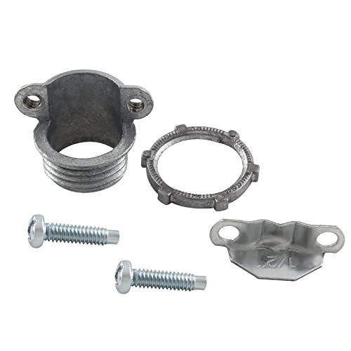 1/2 Inch Clamp Cable Connectors Set with Screwdriver - 4 Pcs, Zinc Alloy, Durable Electrical Fittings