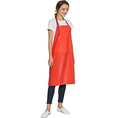 Waterproof Vinyl Long Apron - Lined Linen, Chemical Resistant Work Apron Safe Cloth