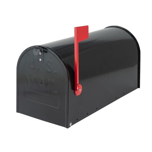 RAINHOL Large Black Mailbox - 23 x 10.7 x 8.9 Inches, Rust-Resistant Steel, Outdoor Use