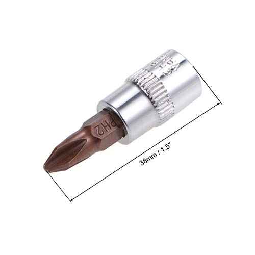 uxcell 1/4" Drive x PH2 Phillips Bit Socket, S2 Steel Bits, CR-V Sockets 1.5" Length (For Hand Use Only) 5pcs