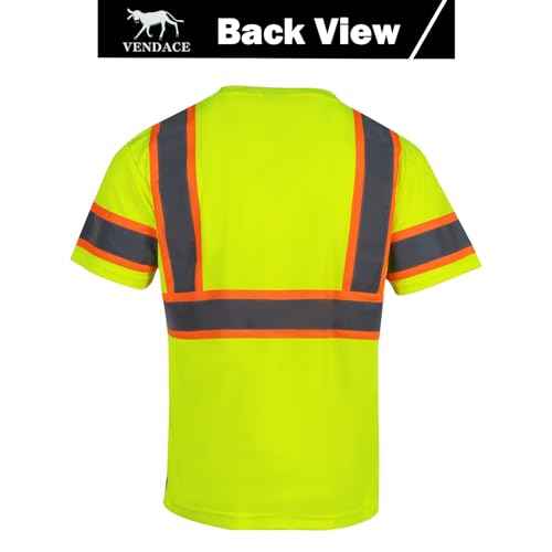 VENDACE 3pcs Safety Reflective High Visibility Shirts for Men ANSI Class 3 Hi Vis Construction Work T Shirts Short Sleeve