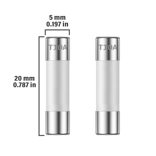 ALLECIN 10 Pack 10A 250V Slow Blow Ceramic Fuses T10A 5x20MM Time Delay