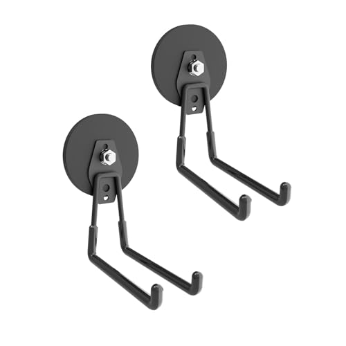 Large Strong Magnetic Hooks,Heavy Duty Magnet Hook, Black Magnetic Garage Hook for Metal Cabinet Pegboard Garage Warehouse Shelve,Heavy Duty Storage Magnetic Utility Hooks (2 Pack)